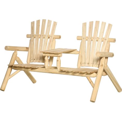 Ensemble banc de jardin pliable 157 x 88 x 103 cm cm pour salon pour jardin personnes, table intégrée, bois naturel, (1/5)