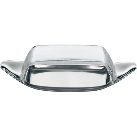beurrier en acier inoxydable 22 x 11 cm, avec couvercle en plastique, beurrier en acier inoxydable mat, va au lave-vaisselle (1/3)