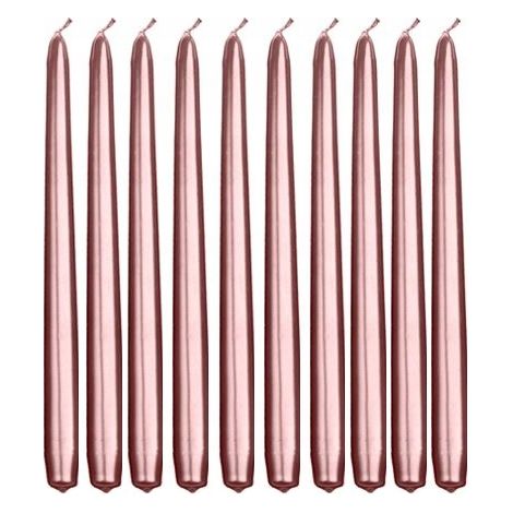 Candela conica metallica, oro rosa, 24 cm (1 confezione / 10 pz.)