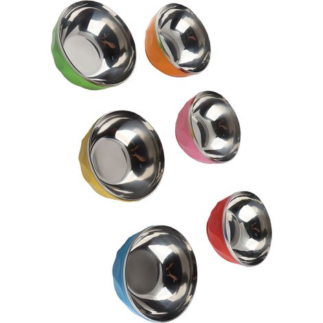Un ensemble de 6 bols colorés en acier inoxydable, résistants à la chaleur, pour les salades et les pâtes, pour cuisiner à la maison (longueur 15 cm) (1/5)