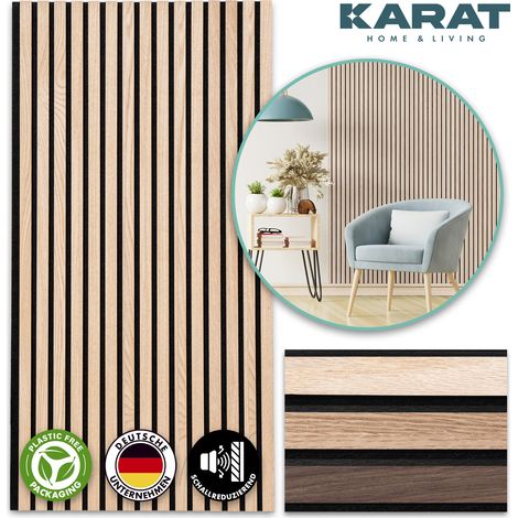 Ossature Panneau tasseaux acoustiques en aspect bois – 1 Pièce, 118 x 60 cm, White Oak (1/5)