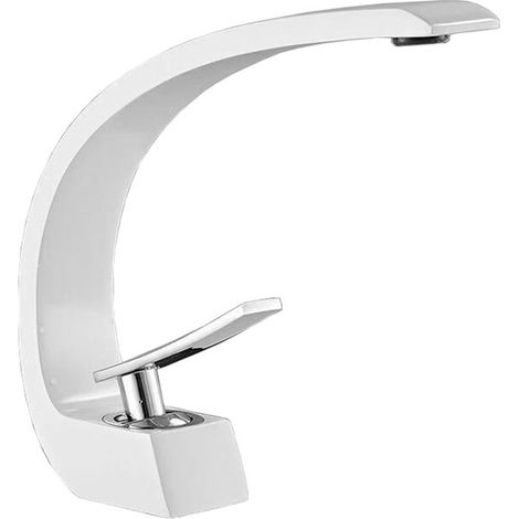 Grifo mezclador para lavabo de baño - Cromado - Moderno - Para baño - Blanco (1/5)
