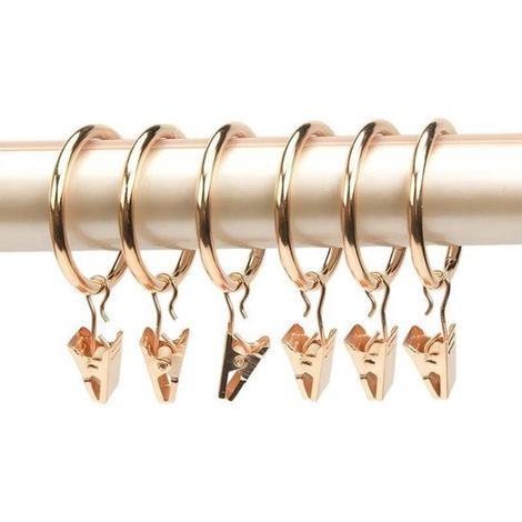 Haken，10er-Set，Durchmesser 6,3 cm，Geeignet für Gardinenstangen bis 5,5 cm，Gardinenclips mit Ringen，Geeignet für Duschvorhänge an festen Stangen (1/5)