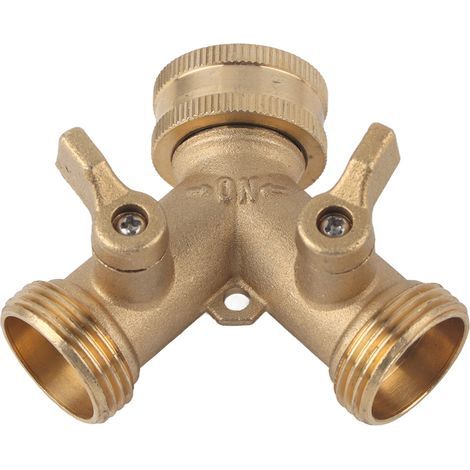 3/4 Zoll Messing 2-Wege-Ventilverteiler Schlauchhahnverbinder für die Gartenbewässerung (1/5)
