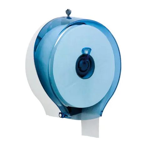 Distributore carta igienica in rotolo bianco e blu Ø31 × 13 cm con chiusura a chiave