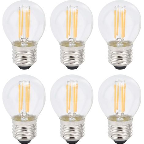 6 pièces ampoules à incandescence à LED à intensité variable G45 E27 4W ampoules à filament transparentes pour l'éclairage à la maison lumière chaude 110V (1/4)