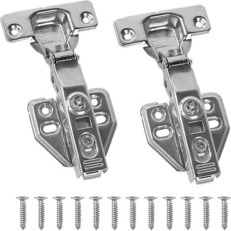 Lot de 2 Charnière Porte Placardde 110 Degré Fermeture Douce Charnières Clip Rentrant 35mm Charnieres avec 12 Vis Automatique Charniere Invisible pour Armoires de Porte Cuisine (1/5)