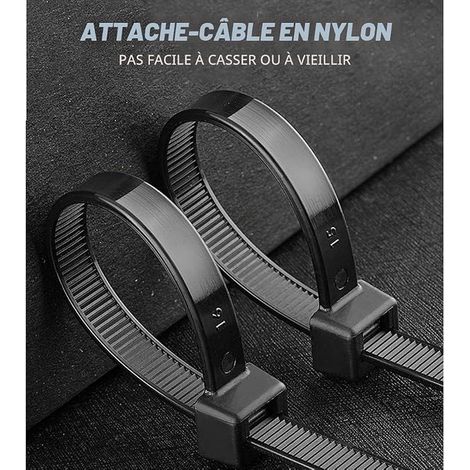 350mmx8mm Serre Cable,Attaches de Câbles Colson Noir,Serflex Noir,Nylon Zip Ties (1/2)