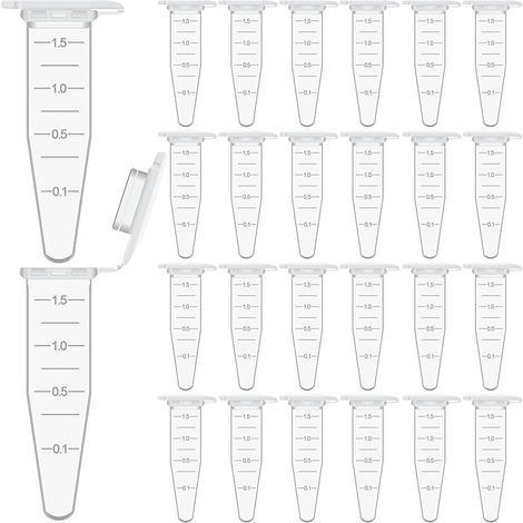 50 Pièces Tube à Centrifuger,Tube à Centrifuger Transparent,Micro Tubes à Essai Flacon Avec Snap Cap,Microcentrifugeuse Avec Couvercle,Plastique Tube à Essai Centrifuge Conique Microtube,1.5ml (1/5)