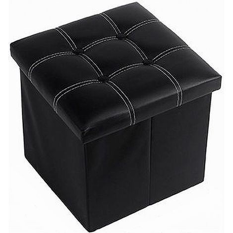 TRADE SHOP - Pouff Puff Pouf Contenitore Imbottito Portaoggetti Seduta Nero 30x30x30 Cm 79427 - (1/2)
