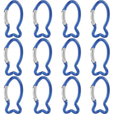 Lot de 12 mousquetons robustes en aluminium pour escalade de poisson - Mousquetons à suspension rapide en acier - Accessoire de randonnée pour l'escalade (1/5)