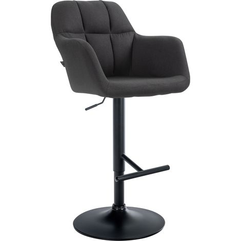 Taburete de bar trona x1 Función de rotación de 360° en tela negra con costuras decorativas base de metal negro 100005281