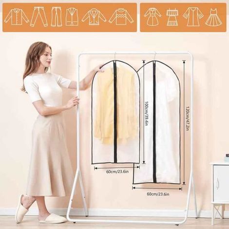 12Pcs Housse pour Costume, Penderie Protection Pliable Sac de Vêtement, Protection Transparentes Anti-poussière Imperméables avec Zi (1/4)