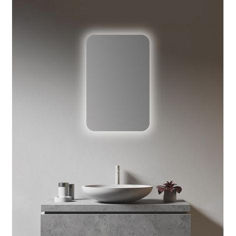 Talos Spiegelschrank Bad mit Beleuchtung oval 40 x 60 cm - Badezimmer Spiegelschrank mit hochwertigem Aluminiumkorpus in matt schwarz - Bad Spiegelschrank mit zwei Glaseinlegeböden (1/5)
