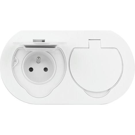 Orno Enchufe estanco blanco doble empotrable IP55