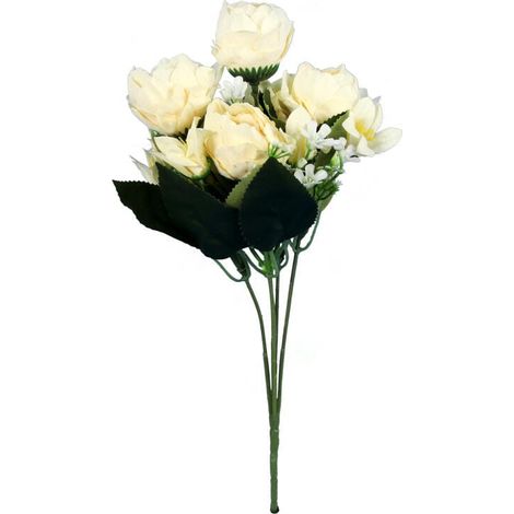 Bouquet élégant de pivoines artificielles couleur crème - 5 pièces (1/3)