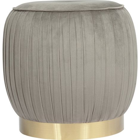 Pouf contenitore Lyla in velluto grigio con base dorata (1/3)
