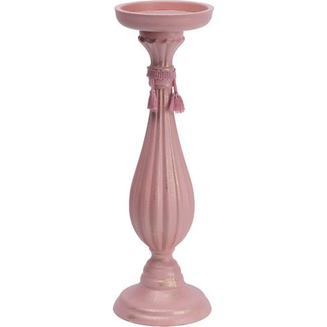 TrendLine Kerzenhalter Holz Ø 11 x 28 cm rosa Kerzenhalter