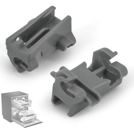 Lot de 2 clips de panier supérieur pour lave-vaisselle compatibles avec 611474 00611474, plastique robuste, boucles grises pour pièces pliantes, installation rapide, accessoires et (1/5)