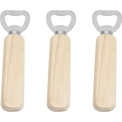 Apribottiglie in legno naturale – Set da 3 pezzi per uso interno, esterno e da bar – Design maschile e robusto (1/5)