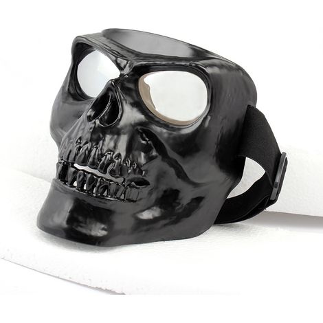 BEBUSINGOTO Casco de motocicleta con gafas protectoras desmontables, antivaho, cálidas y filtro bucal, correas protectoras ajustables, estilo retro, estilo bala, para combate y motocross. (1/4)