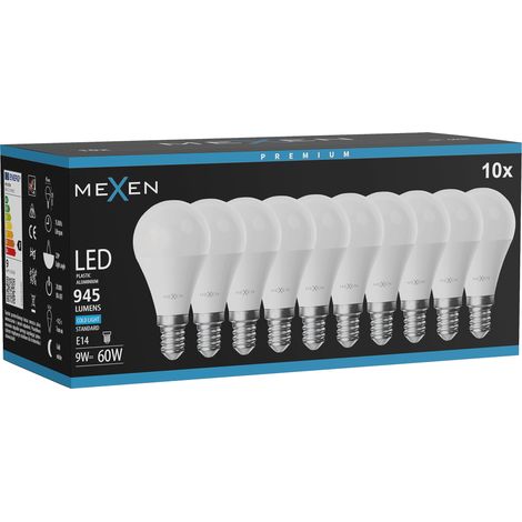 Mexen Nova 10x LED-Glühbirne E14, G45, 9W, Kalt - 6500K, 945 lm - L101-E14-0965-01x10 (1/5)