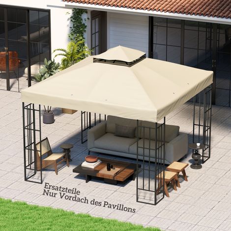 Telo di ricambio per gazebo 3 x 3 m, con fori di drenaggio, protezione solare UPF30+, colore bianco crema.