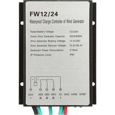 YMYNY Wind Turbine Generator, Wind Turbine Charge Controller, Wind Turbine Generator, Automatic Charge Controller, FW12/24, 12/24V, 300W/600W, Waterproof, IP67 (1/4)