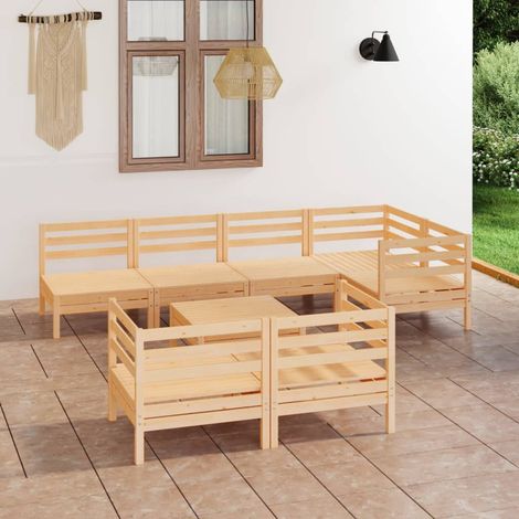 8-tlg. Garten-Lounge-Set Massivholz Kiefer (1/5)