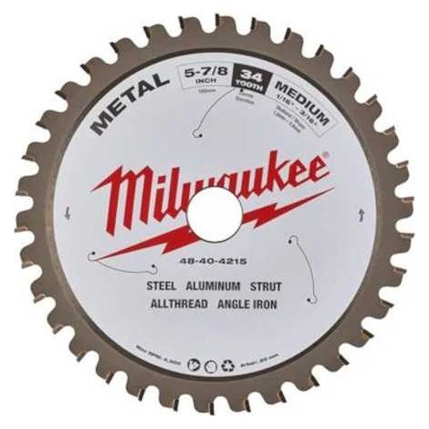 Hoja de sierra circular Milwaukee 48404080 150 mm 34 dientes (1/2)