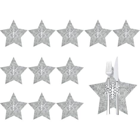 12er-Pack Besteckhalter für Weihnachten, Bestecktasche für Weihnachten, Tischdekoration für Messer, Gabeln und Essstäbchen (1/5)
