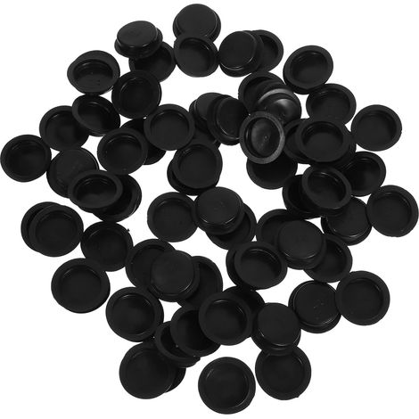 50 bouchons ronds noirs en PVC pour tirelire (1/5)