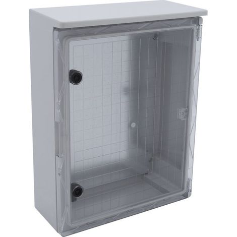 Coffret électrique ABS avec rebord 600x400x200 - IP65 - Porte vitrée - avec plaque de fond