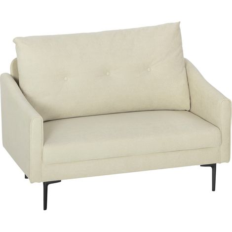 2-Sitzer-Sofa, Schaumstoffkissen, Stoffbezug, Cremeweiß