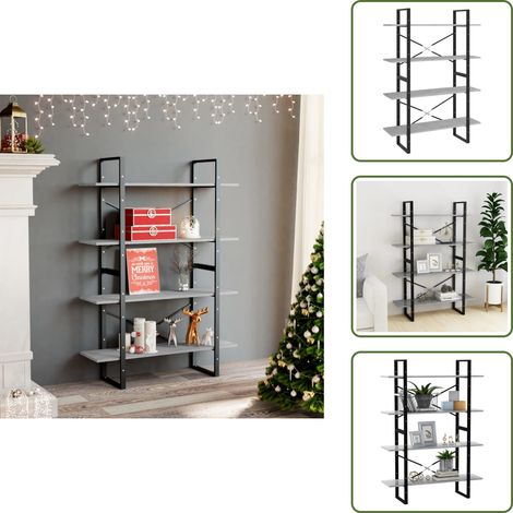 Bücherregal 4 Fächer Betongrau 100x30x140 cm Holzwerkstoff - Industrielles Design - Bücherregal - Holzwerkstoff - Betongrau - 4 Fachböden (1/5)
