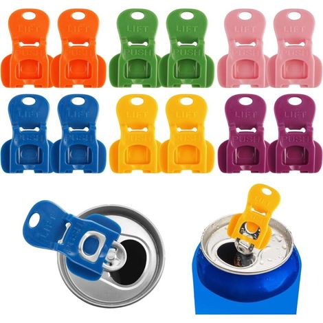 12 pièces Ouvre-boîtes de Bière, Fermeture de Canette de Boisson, Couleurs Ouvre Boîtes à Boissons Réutilisables, Protecteur de canette de bière, Facile à Utiliser, pour Bière, Soda, Boissons (1/5)