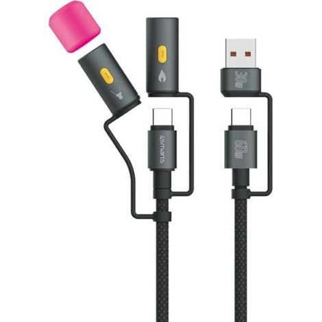 4smarts 4-in-1 USB-C-Kabel, 1 m, 60 W Schnellladefunktion, Schwarz (1/5)
