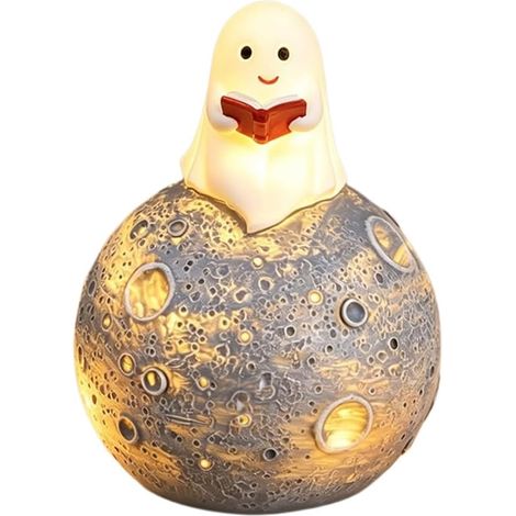 Figurine lumineuse représentant un personnage de lecture, objet décoratif en résine douce à poser sur une étagère, un bureau ou une table de chevet, élément décoratif automnal idéal pour la maison. (1/5)