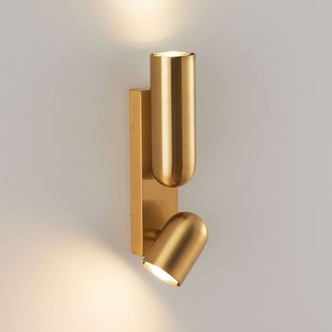Goldene Wandleuchte mit zylindrischer Doppelbeleuchtung - Arven (1/5)