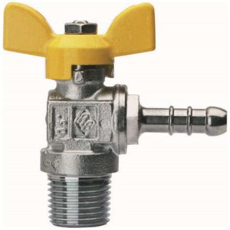 VALVOLA A SFERA PER GAS A SQUADRA FILETTATURA MASCHIO CON PORTAGOMMA 1/2" x 13 RB