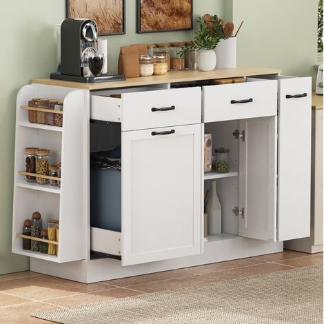 Sideboard mit Muelleimerfach und Regal MDF Weiss OKMYHOME (1/5)