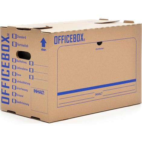 15 x Officebox® Archivbox Officebox Ordnerkarton Archivkarton mit Sichtfenster braun (1/5)