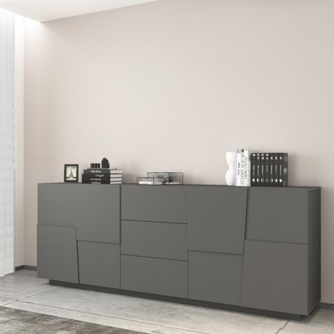 Madia 4 ante battenti e 3 cassetti linea Rombo in finitura Antracite Opaco (1/5)