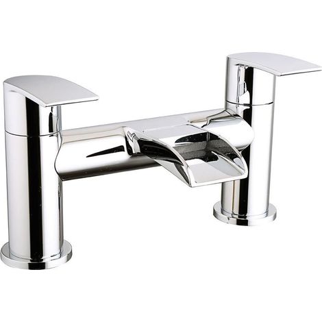 Aquariss Modern Bathroom Waterfall Monobloc Bath Filler Mixer Tap Chrome Brass Double Lever Tub Tap (1/5)