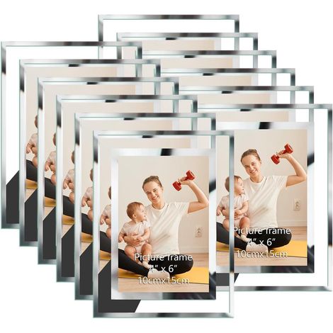 Bilderrahmen Glas Silber Tischaufsteller 10x15cm 12 St Transparent (1/5)