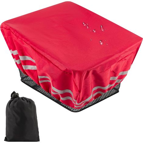Protection imperméable pour Panier de vélo, Protection Imperméable Panier Vélo Avant/Arrière, Pluie pour paniers de vélo, Waterproof, Anti-Poussière, Réfléchissante avec Crochet et Sac Rangement(Rouge (1/5)