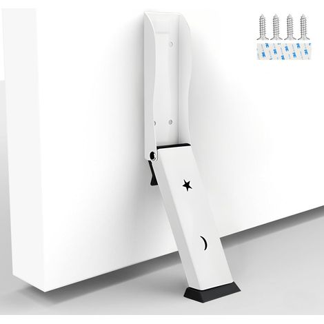 Topes de puerta, no requieren perforación, tope para manija de puerta en la parte inferior de la puerta, soporte para mantener la puerta abierta (blanco) (1/5)