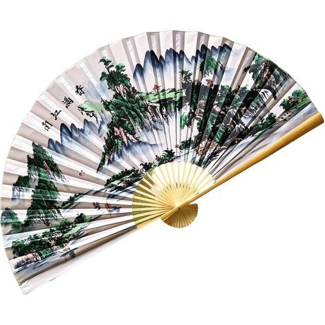 Ventilateur Mural décoratif Style Chinois Vintage Pliable Traditionnel Ventilateur Mural Suspendu de Décoration pour Festival de Musique, fête, Performance, Mariages, Salon, Studio, Femmes (1/5)