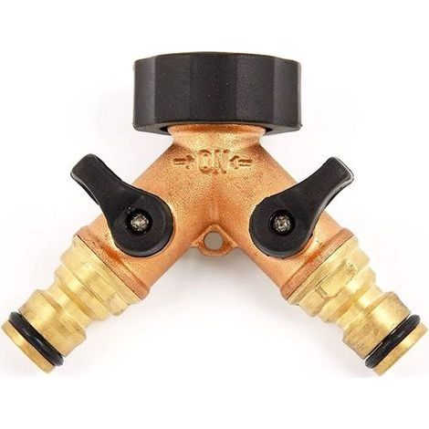 Lot de 2 Nez de Robinet - Raccord Répartiteur avec 2 Sorties mâles - en Laiton - Jardin ou Bricolage (1/5)