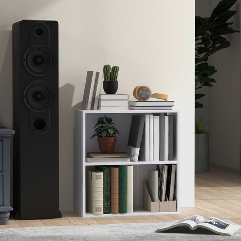 Bücherregal mit 2 Fächern und verstellbarem Einlegeboden, 60 x 24 x 63 cm, weiß